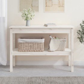 Mesa consola de madera maciza de pino blanco 110x40x75 cm Mesa consola de madera maciza de pino blanco 110x40x75 cm