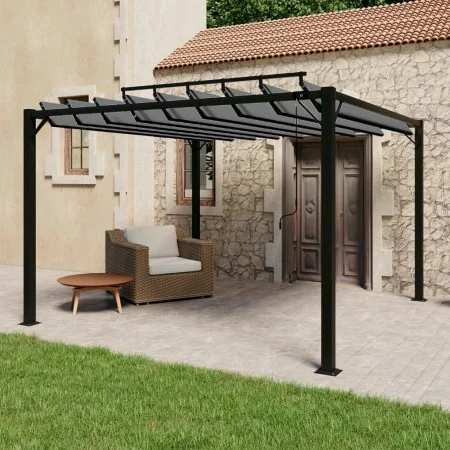 Gazebo with anthracite fabric and aluminum slatted roof 3x3 m by vidaXL, Tents and gazebos - Ref: Foro24-313926, Price: 571,8...
