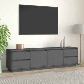 Mueble de TV madera maciza de pino gris 176x37x47,5 cm Mueble de TV madera maciza de pino gris 176x37x47,5 cm