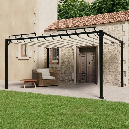 Gazebo with cream fabric and aluminum slatted roof 3x4 m by vidaXL, Tents and gazebos - Ref: Foro24-313927, Price: 657,27 €, ...