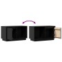 Mueble de TV de madera maciza de pino negro 74x35x44 cm