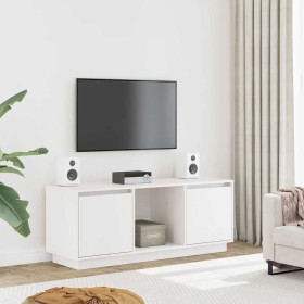 Mueble para TV de madera maciza de pino blanco 110,5x35x44 cm
