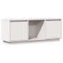 Mueble para TV de madera maciza de pino blanco 110,5x35x44 cm