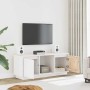 Mueble para TV de madera maciza de pino blanco 110,5x35x44 cm