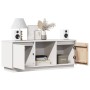 Mueble para TV de madera maciza de pino blanco 110,5x35x44 cm