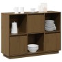 Aparador de madera maciza de pino marrón miel 110,35x35x80 cm