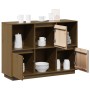 Aparador de madera maciza de pino marrón miel 110,35x35x80 cm
