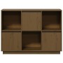 Aparador de madera maciza de pino marrón miel 110,35x35x80 cm