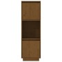 Aparador alto de madera maciza de pino marrón miel 38x35x117 cm