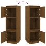 Aparador alto de madera maciza de pino marrón miel 38x35x117 cm