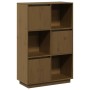 Aparador alto de madera maciza de pino marrón miel 74x35x117 cm