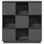 Aparador alto de madera maciza de pino gris 110,5x35x117 cm