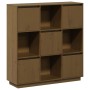 Aparador alto madera maciza de pino marrón miel 110,5x35x117 cm