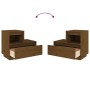 Mesitas de noche 2 uds madera de pino marrón miel 60x34x51 cm