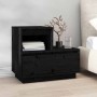 Mesitas de noche 2 uds madera maciza de pino negro 60x34x51 cm