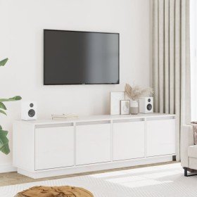Mueble de TV madera maciza de pino blanco 156x37x45 cm