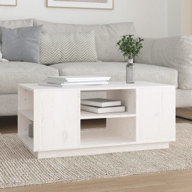 Mesa de centro de madera maciza de pino blanco 90x49x40,5 cm Mesa de centro de madera maciza de pino blanco 90x49x40,5 cm