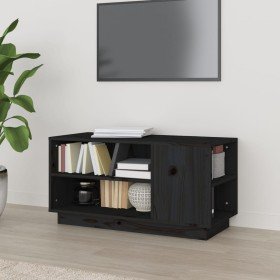 Mueble de TV madera maciza de pino negro 80x35x40,5 cm Mueble de TV madera maciza de pino negro 80x35x40,5 cm