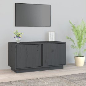 Mueble de TV madera maciza de pino gris 80x35x40,5 cm