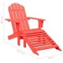 Silla jardín Adirondack con otomana madera maciza de abeto roja de vidaXL, Sillas de jardín - Ref: Foro24-315863, Precio: 99,...