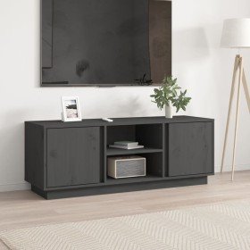 Mueble de TV madera maciza de pino gris 110x35x40,5 cm