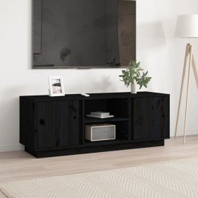 Mueble de TV madera maciza de pino negro 110x35x40,5 cm en Muebles TV | Comprar online en Foro24