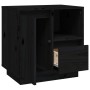 Mesita de noche madera maciza de pino negro 50x34x50 cm