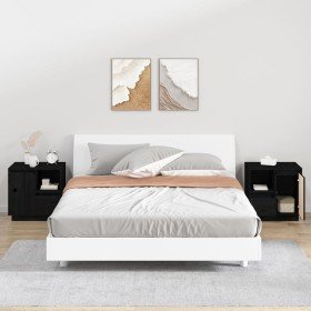Mesitas de noche 2 uds madera maciza de pino negro 50x34x50 cm Mesitas de noche 2 uds madera maciza de pino negro 50x34x50 cm