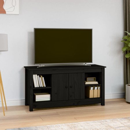 Mueble de TV de madera maciza de pino negro 103x36,5x52 cm en Muebles TV | Comprar online en Foro24