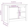 Mueble para TV de madera maciza de pino blanco 70x36,5x52 cm