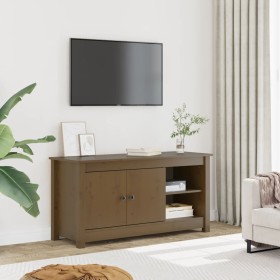 Mueble de TV madera maciza de pino marrón miel 103x36,5x52 cm
