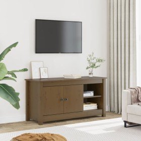 Mueble de TV madera maciza de pino marrón miel 103x36,5x52 cm