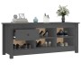 Armario zapatero de madera maciza de pino gris 110x38x45,5 cm