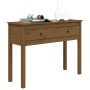 Mesa consola de madera maciza de pino marrón miel 100x35x75 cm