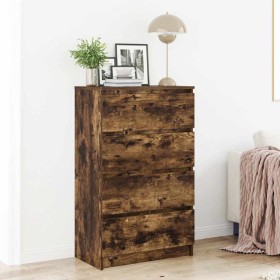 Aparador madera contrachapada color roble ahumado 60x35x98,5 cm