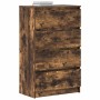 Aparador madera contrachapada color roble ahumado 60x35x98,5 cm