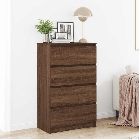 Aparador madera contrachapada roble marrón 60x35x98,5 cm
