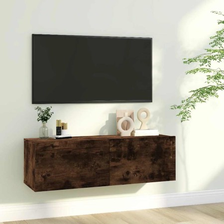 Mueble de TV madera contrachapada roble ahumado 100x30x30 cm en Muebles TV | Comprar online en Foro24