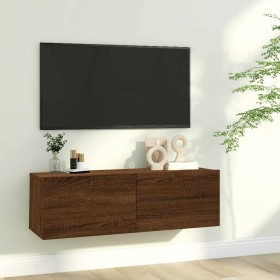 Mueble pared TV madera contrachapada roble marrón 100x30x30 cm