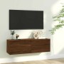 Mueble pared TV madera contrachapada roble marrón 100x30x30 cm