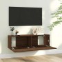Mueble pared TV madera contrachapada roble marrón 100x30x30 cm