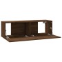Mueble pared TV madera contrachapada roble marrón 100x30x30 cm