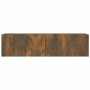 Mueble de pared TV contrachapado roble ahumado 120x30x30 cm