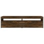 Mueble de TV con luces LED 2 uds roble ahumado 75x35x40 cm