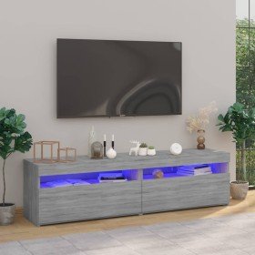Mueble de TV con luces LED 2 uds gris Sonoma 75x35x40 cm Mueble de TV con luces LED 2 uds gris Sonoma 75x35x40 cm
