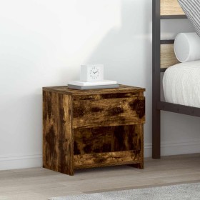 Mesita de noche madera contrachapada roble ahumado 40x30x39cm Mesita de noche madera contrachapada roble ahumado 40x30x39cm