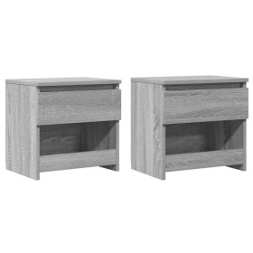 Mesitas noche 2 uds madera contrachapada gris Sonoma 40x30x39cm Mesitas noche 2 uds madera contrachapada gris Sonoma 40x30x39cm