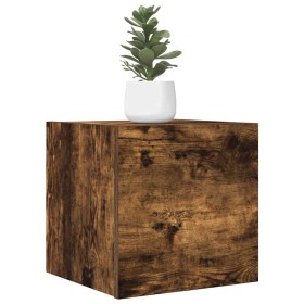 Mueble para TV de pared color roble ahumado 30,5x30x30 cm
