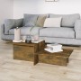 Mesa de centro madera contrachapada roble ahumado 111,5x50x33cm