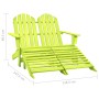 Silla Adirondack de jardín 2 plazas madera maciza abeto verde